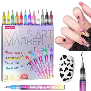 Professional Cutics DIY Graffiti Nail Art Marker Pen Set 12-color Quick Drying Acrylic Paint Pens for Accurate 3D Doodling Dot Embroidery Stitching mma Painting Manicure Home Salon Use Nail Care Manicure Polish Cosmetic Smooth nailkit Drawing Liner Tools