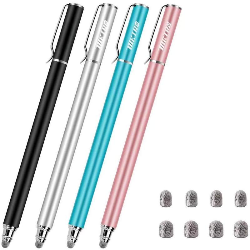 Universal Stylus Pens for Touch Screens - High Sensitivity Capacitive Stylus Fiber Tips 2 in 1 Touch Screen Pen with 8 Extra Tips for iPad  Android Phone Chromebook  Touchscreen Tablets