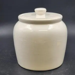Treasure Craft All White Cookie Jar Ginger Jar Shaped 8.25" x 8.5" w Lid Mexico