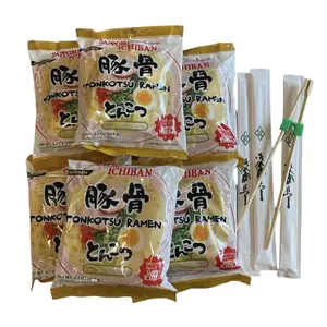 Sapporo Ichiban Instant Noodle, Tonkotsu Flavor 6 PK with 3 pairs of Chopsticks