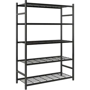 Storage Shelves, 5-Tier Metal Shelving Unit with Adjustable , Shelf Organizer for Garage, Kitchen, Pantry and Closet Organization, 36.4" x 11.8" x 68.3", Black