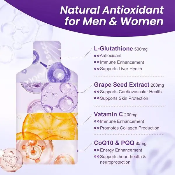 Liposomal Glutathione Supplement 500 mg with PQQ, CoQ10 & Vitamin C, High Absorption Antioxidant, Grape Flavor, 30 Pouches - TikTok Shop Liposomal Glutathione Supplement 500 mg with PQQ, CoQ10 & Vitamin C, High Absorption Antioxidant, Grape Flavor, 30 Pouches - TikTok Shop