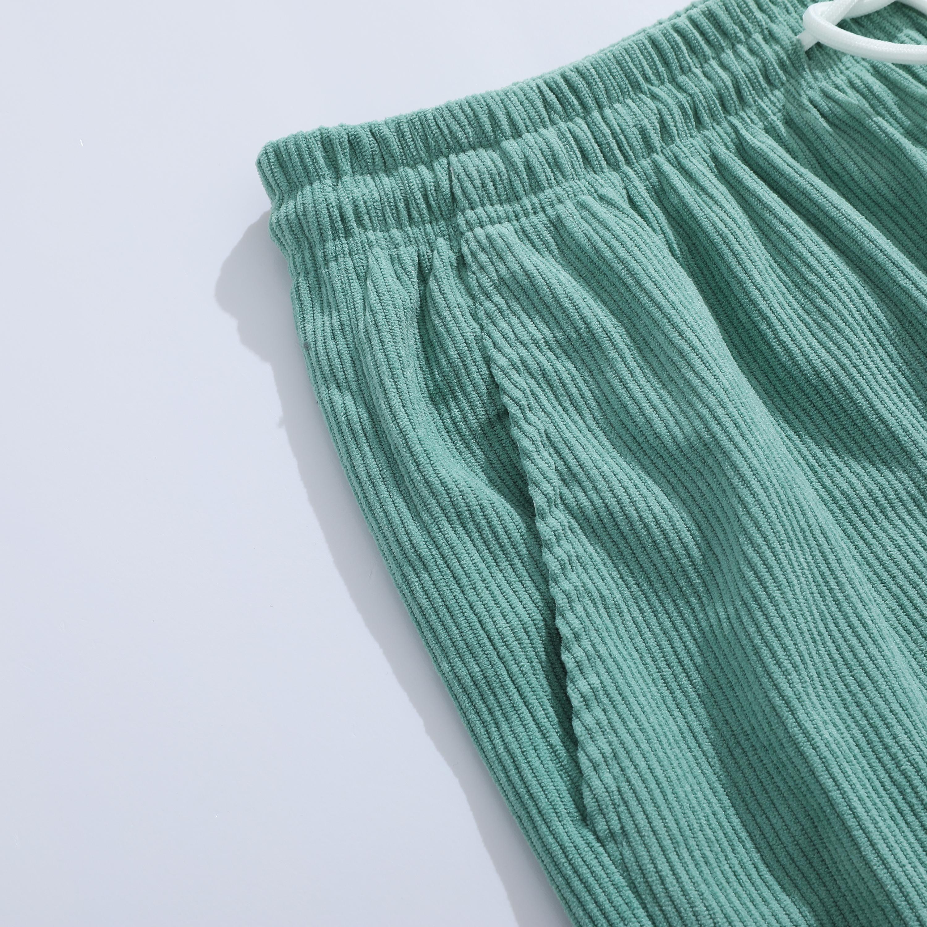 Men's summer corduroy casual shorts, loose straight cut, comfortable and breathable