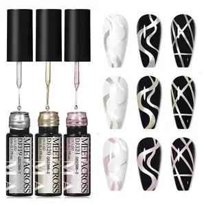 Metallic Painting Liner Gel Set, 3 Counts/set Multi-use Nail Art Line Polish, Need Lamp Cure Semi Permanent Lines French Nail, Christmas Gift