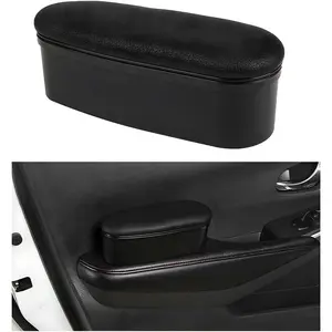 Armrest Support Cover, Left Side Door Armrest Cushion Pad Extender with Storage Box, Anti-Slip &  Leather Driver Left Arm Rest Storage Cover,  Accessories (Black, Style 1)