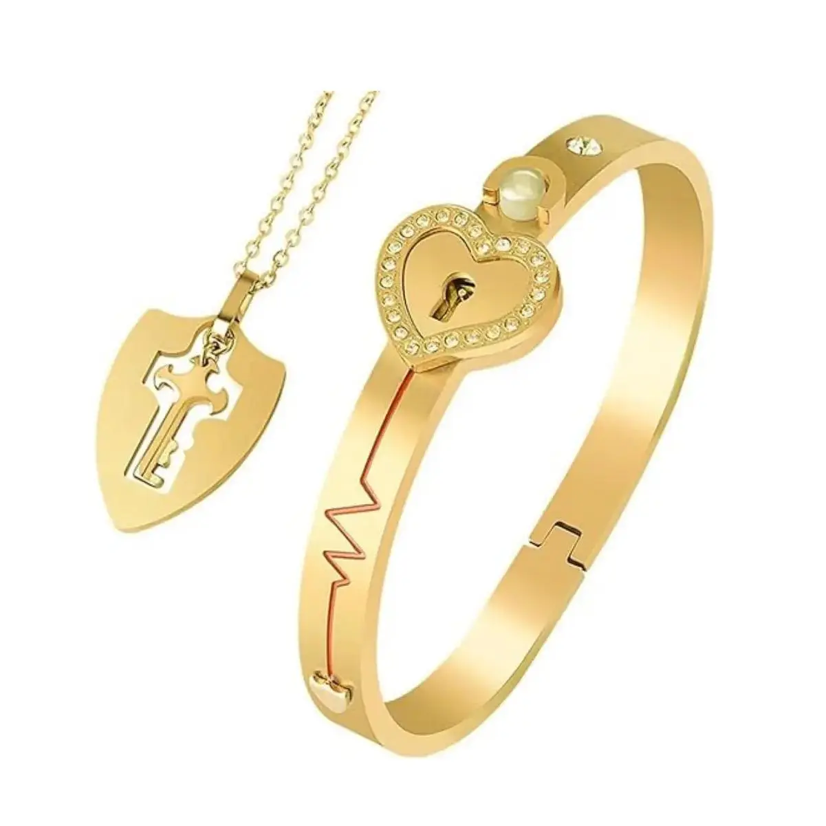 padlock heart necklace - TikTok Shop