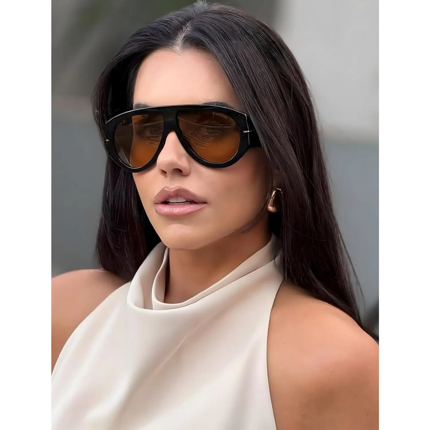 Oversized Retro Aviator Sunglasses for Women Men 70s Vintage Trendy Chunky Sun Retro Aviator Sunglasses for Women Men Oversized Classic 70s  main image 3