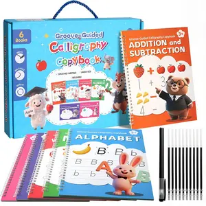 Magic Grooved Writing Practice, grooved Handwriting Practice for  6 Books Ages 3-8, Includes Pen Grips & 10 Refills, Learning