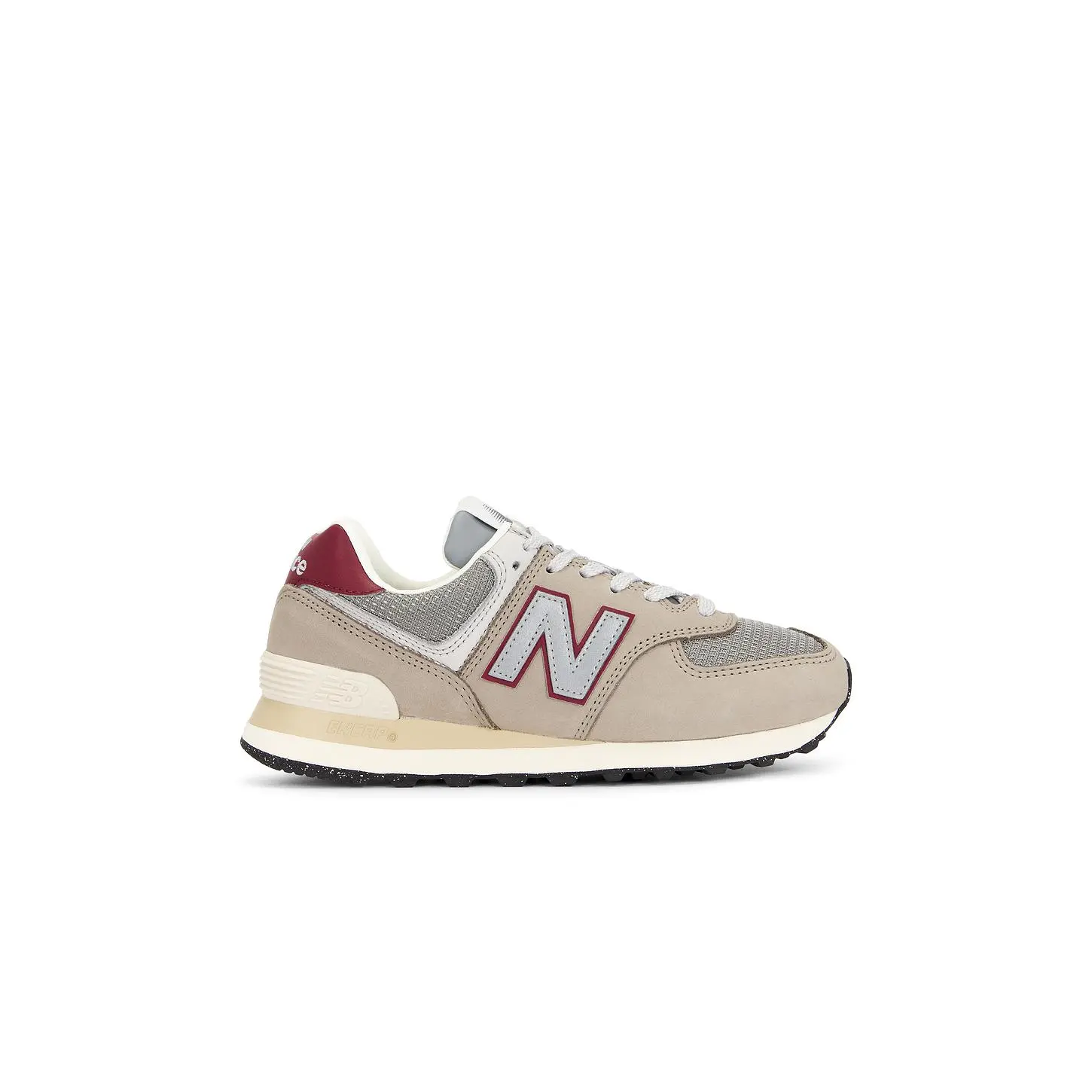 New Balance 574 Sneaker in Arid Stone & Monarch Burgundy New Balance 574 Sneaker in Arid Stone & Monarch Burgundy