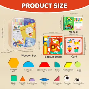 Edutree Creative Magnetic Puzzle, Wooden Jigsaw Geometric Puzzle Toys