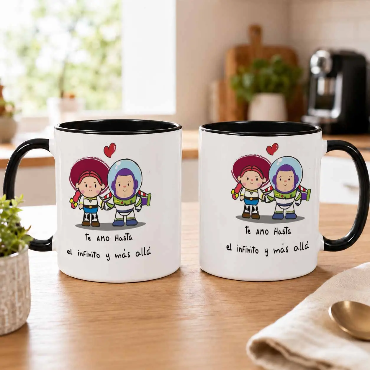 Romantic Astronaut Space Couple Ceramic Mug (11oz/15oz)， Love Heart And Cosmic Hero Duo Graphic， Durable Microwave Safe Coffee Cup， Ideal For Anniversary Gift， Valentines Day Surprise， Daily Beverage Enjoyment