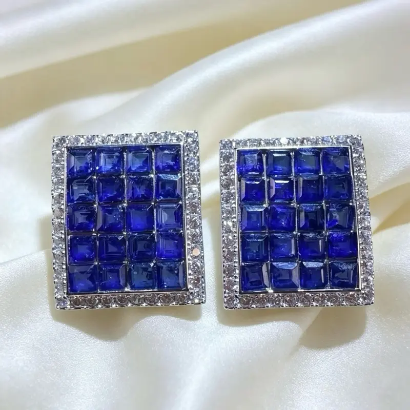 <PingEast jewelry > Blue sapphire earrings