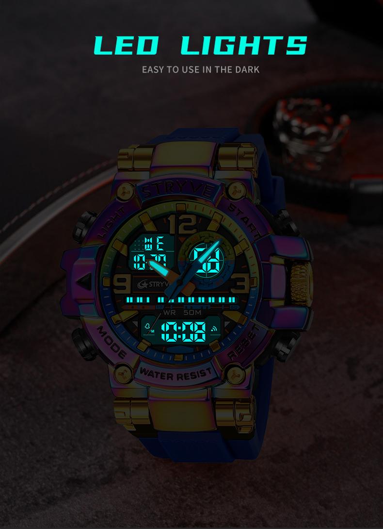 【Holiday Haul】Men's Colorful Punk Style Quartz Watch, Multi.Functional Waterproof Dual Display Wristwatch, TrendyFashion Sport Watch, Birthday Gift with Gift Boxfashionable wristwatch multifunctional men 【Holiday Haul】Men's Colorful Punk Style Quartz Watch, Multi.Functional Waterproof Dual Display Wristwatch, TrendyFashion Sport Watch, Birthday Gift with Gift Boxfashionable wristwatch multifunctional men