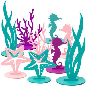 20Pcs Mermaid Party Decoration DIY Felt Table Centerpiece Under The Sea Shower Little Mermaid Girl Birthday Party Supplies - Home Improvement.