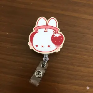 Bunny Rabbit Retractable Badge Reel: Acrylic Miffy Style