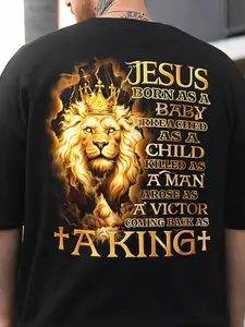 Men'S Christian Faith T-Shirt in Plus Sizes - Y2K Street Style, Featuring God'S Choice Print, Perfect for Church, Casual Outings, And As Christian Gifts - Machine Washable with a Crew Neck And Short Sleeves