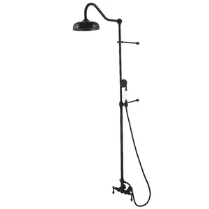 Kingston Brass  Vintage Tub Wall Mount Rain Drop Shower System, Matte Black