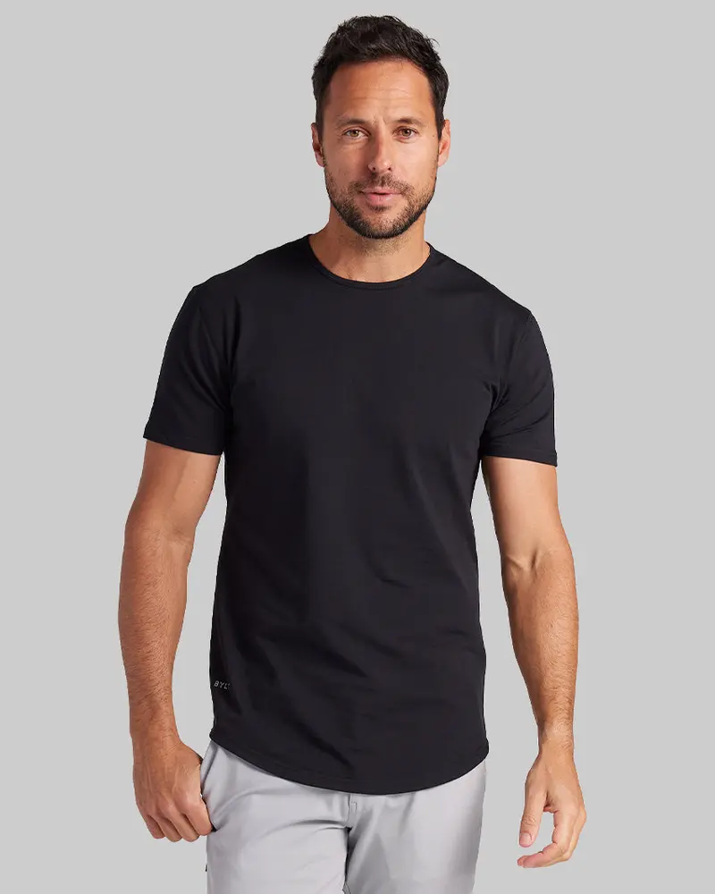 BYLT Drop-Cut LUX TShirt for Men - Fitted Crewneck Tee with 4-Way Stretch & Wrinkle-Resistant Fabric - Menswear Streetwear