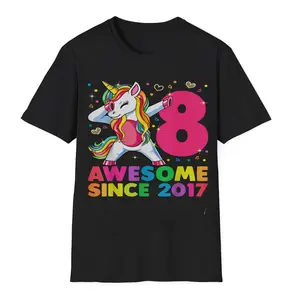 8 Years Old Unicorn Dabbing 8th Birthday Girl Unicorn Party Unisex T-Shirt Gift for Men and Women