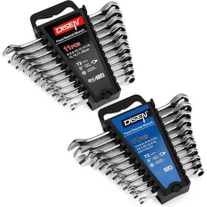 22 PCS Ratcheting Wrenches Set, Combination Wrenches Set SAE & Metric Standard, 1/4" to 3/4" and 6-18mm Size, CR-V, 12 Points 72-Teeth