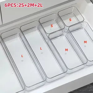 6pcs Transparent Cosmetic Storage Boxes, Drawer Organizer, Desktop Divider, Ideal for Makeup, Office Supplies, Miscellaneous Items