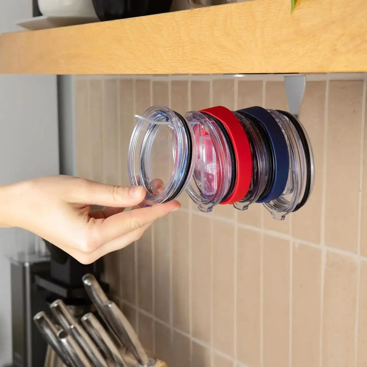 Cup Lid Rack Space Saving Horizontal Cup Lid Storage Rack Under Cabinet - TikTok Shop
