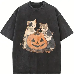 Vintage 90s Cat Pumpkin Halloween Sweatshirt, Retro Halloween Shirt, Spooky Season Shirt, Pumpkin Shirt, Cat Lover Shirt, Black Cat, Cat Halloween Shirt Sweater Menswear Hoodie Print T-Shirt Crewneck Tops Pullover