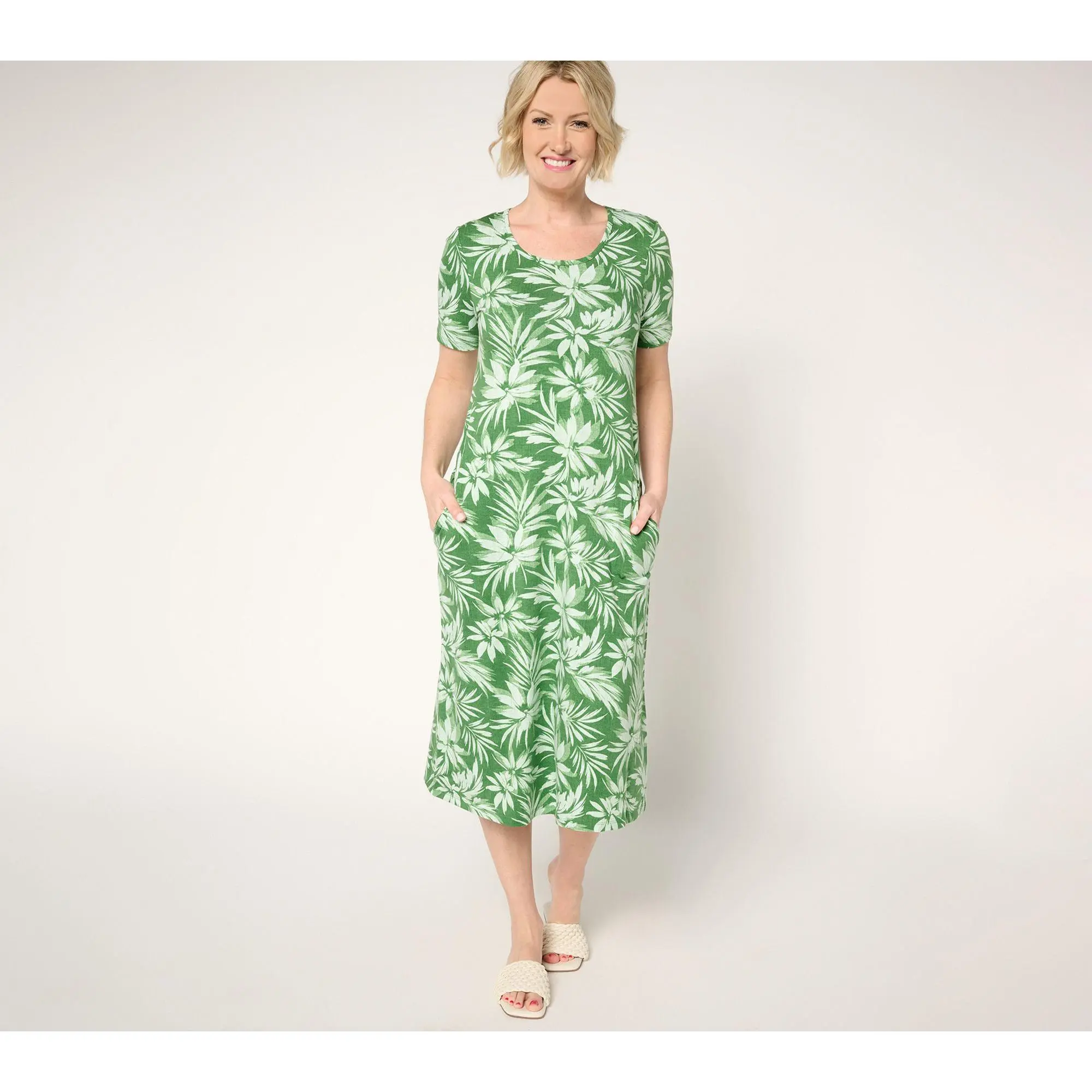 Denim & Co. Regular Favorite Jersey Short Sleeve Midi Dress