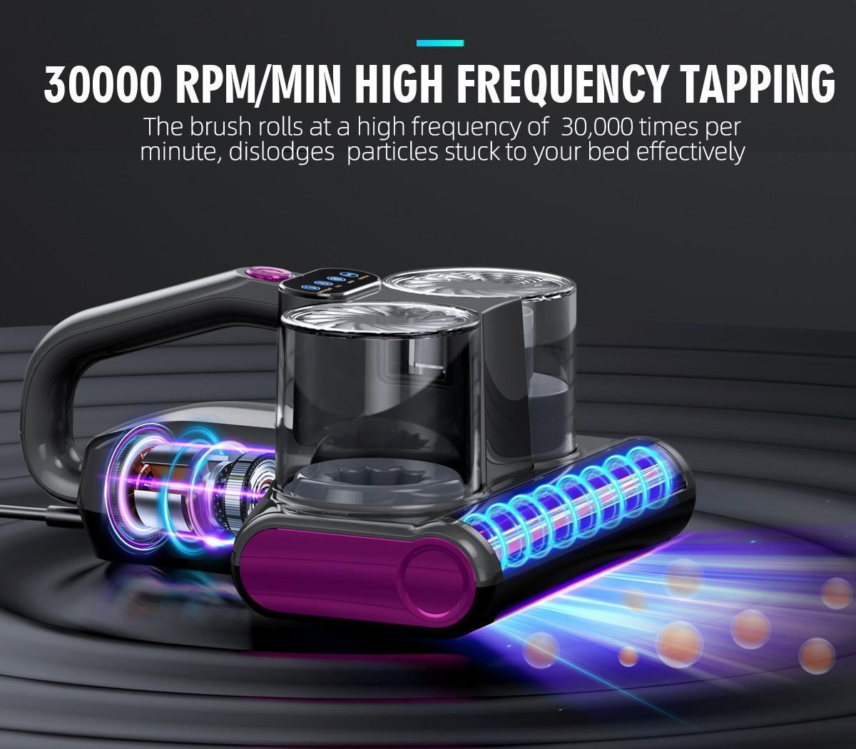 MREGB 6-in-1 Lightweight Handheld Mattress Mite Remover Vacuum Cleaner, 380W Motor, 16KPa Strong Suction, UV-C Light, LED Display, for Pet Hair & Carpets - Home Cleaning Vacuums, Bed Vacuum, Sofa Cleaner, Portable Vacuum, Deep Cleaning, Dust Catcher