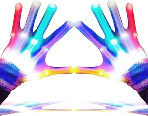 LED Gloves for Kids, Teens & Adults - Finger Light Gloves with 6 Modes - Perfect for 9-12 Year Old Boys & Girls - Ideal for Halloween & Christmas Parties