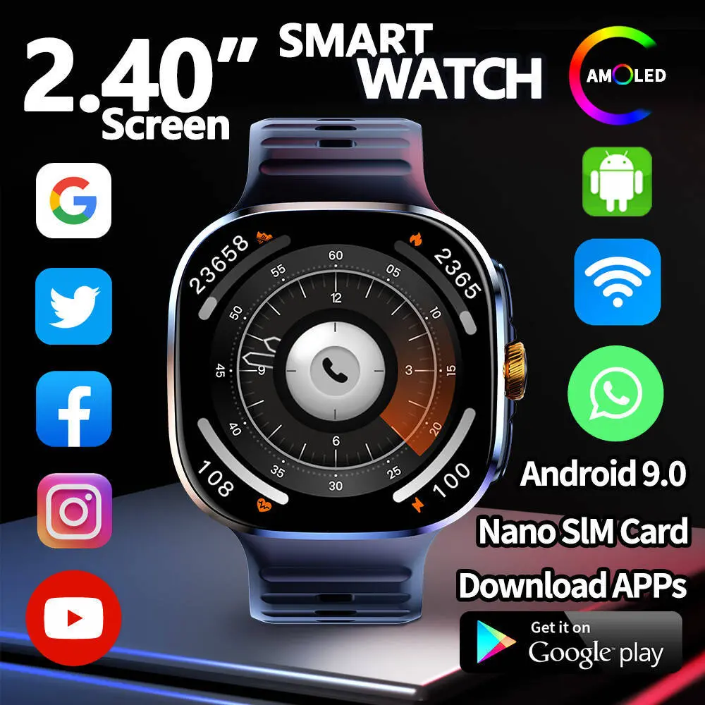 M99 Global Smart Wristwatch - 2.4" Screen Wearable Device, Rotatable Camera, SIM Call Function, Heart Rate Monitor, Blood Pressure Tracker, NFC Access Control, Aluminum Build, Waterproof, Pedometer, Clock Display