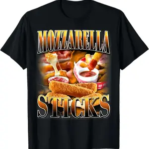 Mozzarella Cheese Sticks Bootleg Rap CD Aesthetic Funny Meme T-Shirt Pure Cotton Graphic Tees Menswear Top Gifts for Men & Women