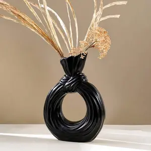 Modern Simple Circle Knot Design Resin Flower Vase, All-Season Home Table Decor, Durable Resin Material, Elegant Home Decoration, Decorative Vase
