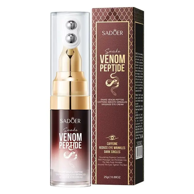 Caffeine & Snake Venom Peptide Eye Cream with Cooling Massager | 25g Anti-Aging Lifting Eye Treatment for Wrinkles & Under Eye Bags