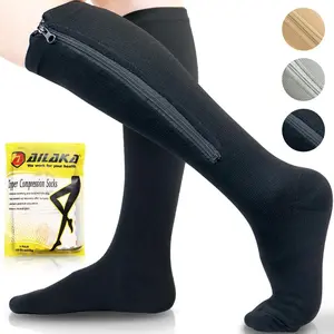 AILAKA Universal Nylon Compression Socks for Adult Men & Women, 15-20 mmHg Open Toe Stockings, 20-30 mmHg Pantyhose, All Seasons Comfortable Sports Socks
