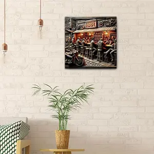 Motorcycle Bar Scene Diamond Arts Colorful Painting Kit without Frame, DIY 5D Diamond Arts Colorful Painting Kit, Wall Art Decor for Home Office, Diamond Painting Kits