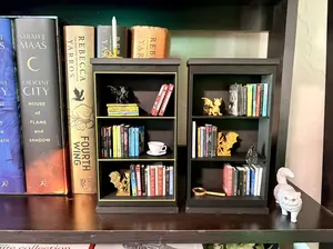 Mini Bookshelf Decor 3D Printed with High-Quality Durable Filament Perfect for Mini Brands Books and Accessories Available in Black with Gold Trim or Without Trim