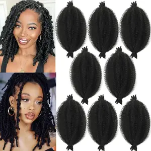 Springy Afro Twist Hair 8 Packs 8 Inch Marley Twist Braiding Hair Pre-Separated Wrapping Hair for Soft Locs Hair Extensions Spring Twist Hair