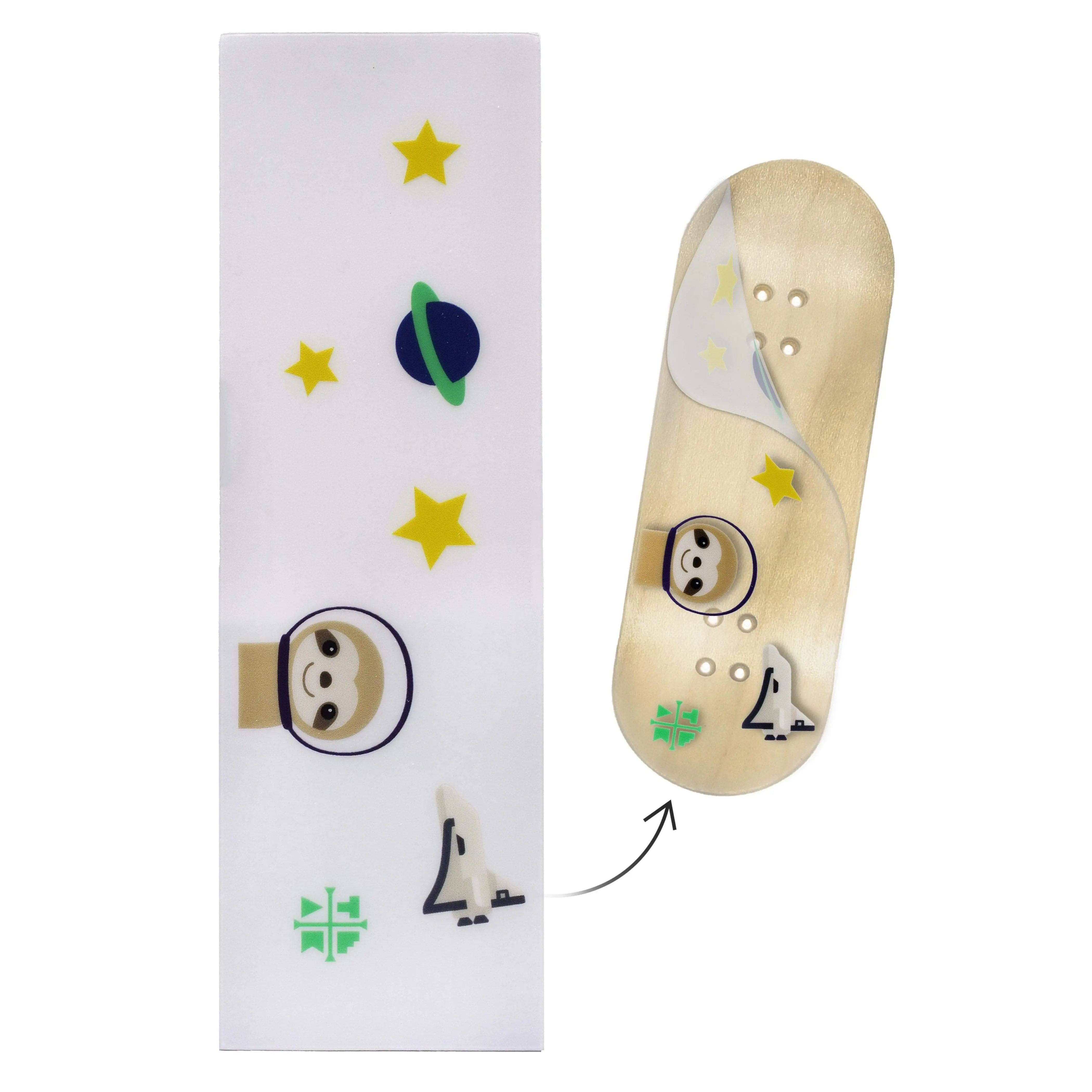 "Sloth in Space" Deck Graphic Wrap (Transparent Background) - 35mm x 110mm "Sloth in Space" Deck Graphic Wrap (Transparent Background) - 35mm x 110mm