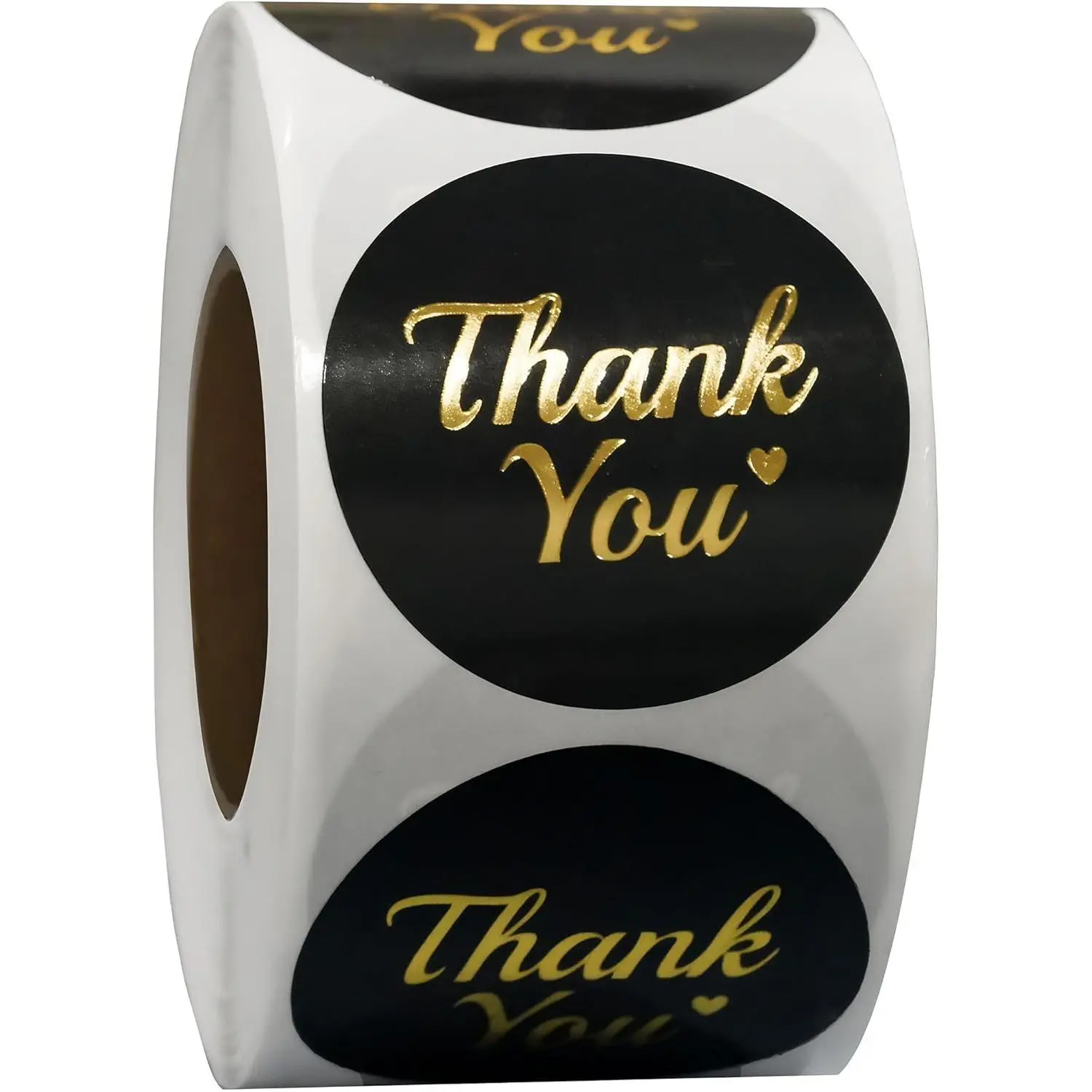 Thank You Stickers Roll - 500-Count 1.5in Black Foil Holographic Adhesive Circle Labels for Trendy Small Business Sellers, Shipping Packaging, Boxes (DIY Scrapbooking & Stamping Supplies)