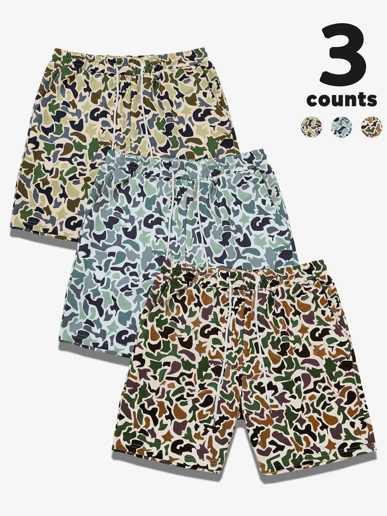 Men's Camo Print Shorts, Regular Fit Casual Street Shorts for Summer, Men's Bottoms for Daily Wear