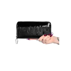 Black Slime Drip Wide Zipper Wallet