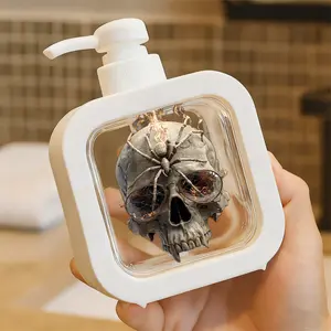 Moisturizing soap pump bottle, soap dispenser, kitchen soap dispenser, bathroom soap dispenser - Dark Moody Skull with Spider and Flames, Menacing Surreal Decor for Home, Kitchen & Bathroom