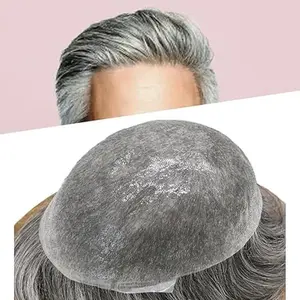 【TIMIA】Men's Wigs, Pure Natural Human Hair, PU Material, Ultra-Thin Skin Men's Wig System, 0.06mm, Men's Wig System, 8x10- Medium Density #1B65, Suitable for Christmas and Halloween