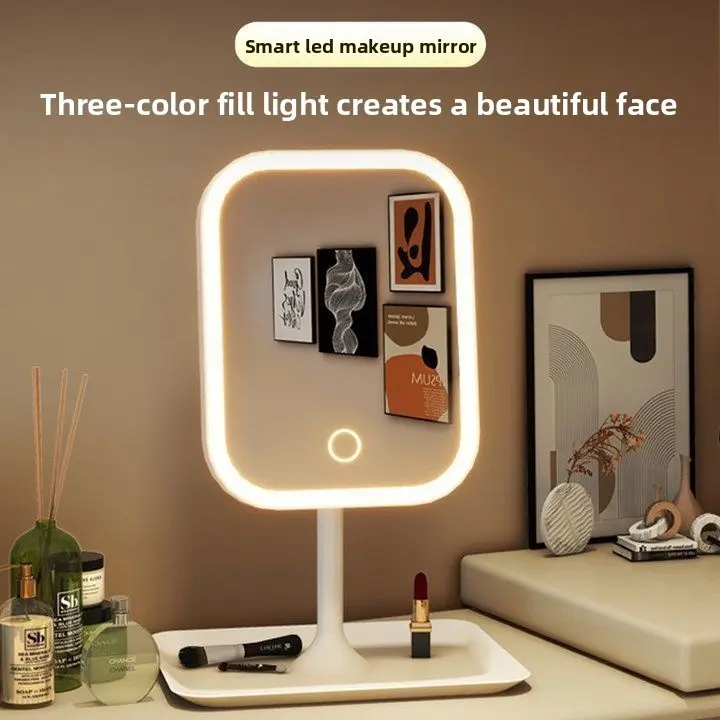 LED Smart Makeup Mirror, Bedroom Vanity Table Desktop Lighted Mirror LED Smart Makeup Mirror, Bedroom Vanity Table Desktop Lighted Mirror