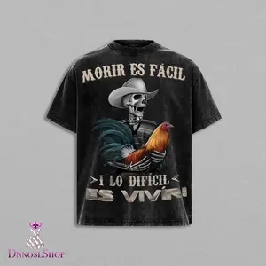 Men's Moris Es Facil Mexican Style T-Shirt, Big Rooster Gamefowl Shirt, Father's Day Ideal Gift, Shirt For Dad For Husband For HimCotton Menswear