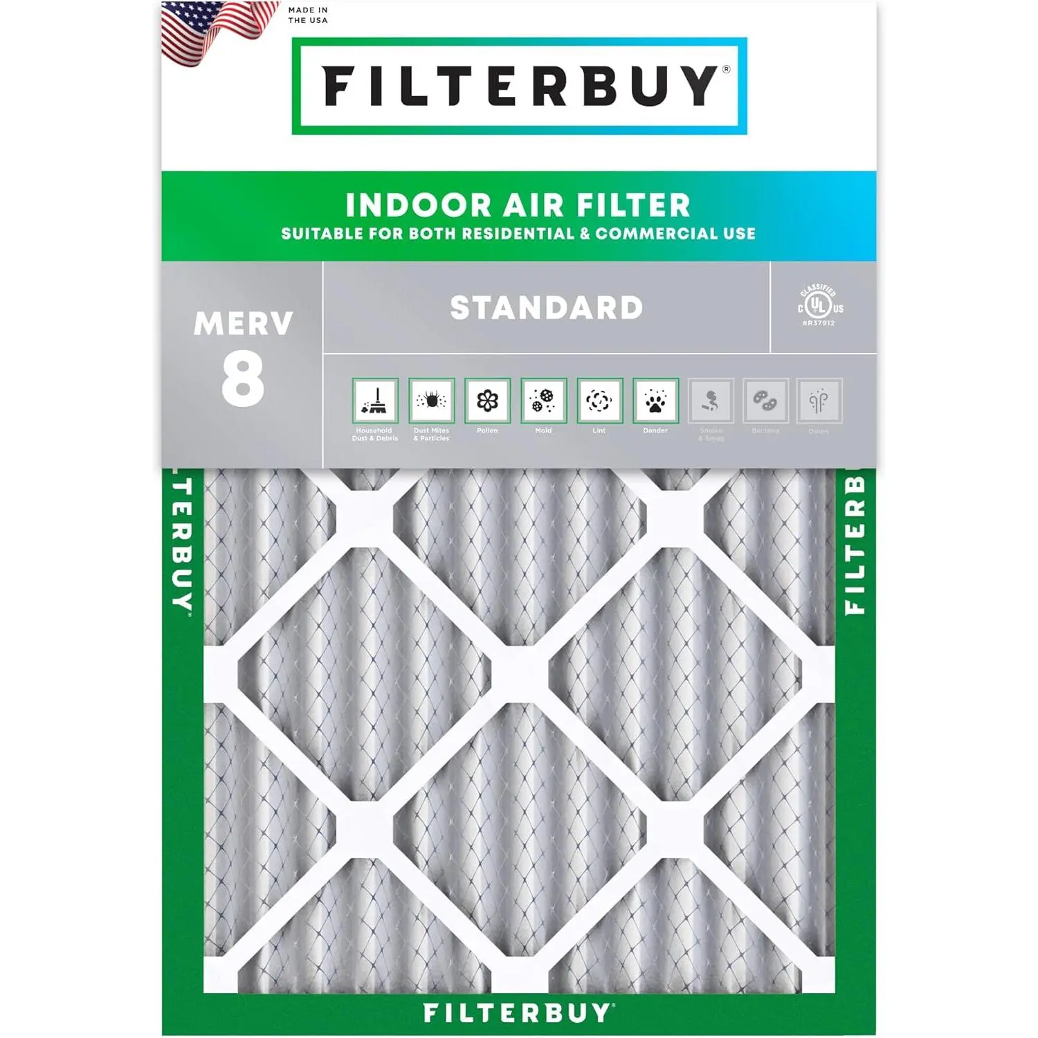 Filterbuy Replacement HVAC AC Furnace Air Filter (1-Pack) - 19.75x22x2 in, Pleated Shape, MERV 8 Rating, Electrostatic Charge, Dust Capture (Actual Size: 19.75x22.00x2.00 in), Synthetic Media