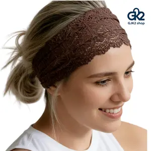 Vintage Lace Wide Headband, Hollow-out Scalloped Lace Hair Band with Bow, Multi-use Headscarf/Waist Wrap, Breathable Summer Accessory for Beach & Travel women