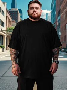 Big & Tall Men's Crew Neck T-Shirt, 100% Cotton Oversized Fit Tee, S-5XL, Front & Dual Side Local Print, Black & White 2 Colors, Casual Streetwear Short Sleeve Top, Plus Size Men's Fashion T-Shirt loose women st Puerto Rico Football Fan