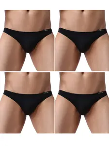 Men's Bikini Briefs Underwear 4 Pack Classic Low Rise Stretchy Hip Briefs Bikini, MultiColor S-XXL